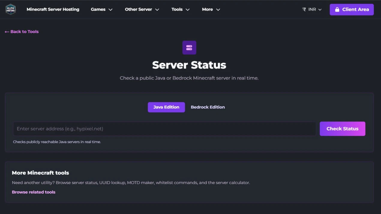 Minecraft Server Status Checker — Free Java & Bedrock Lookup | Elite ...
