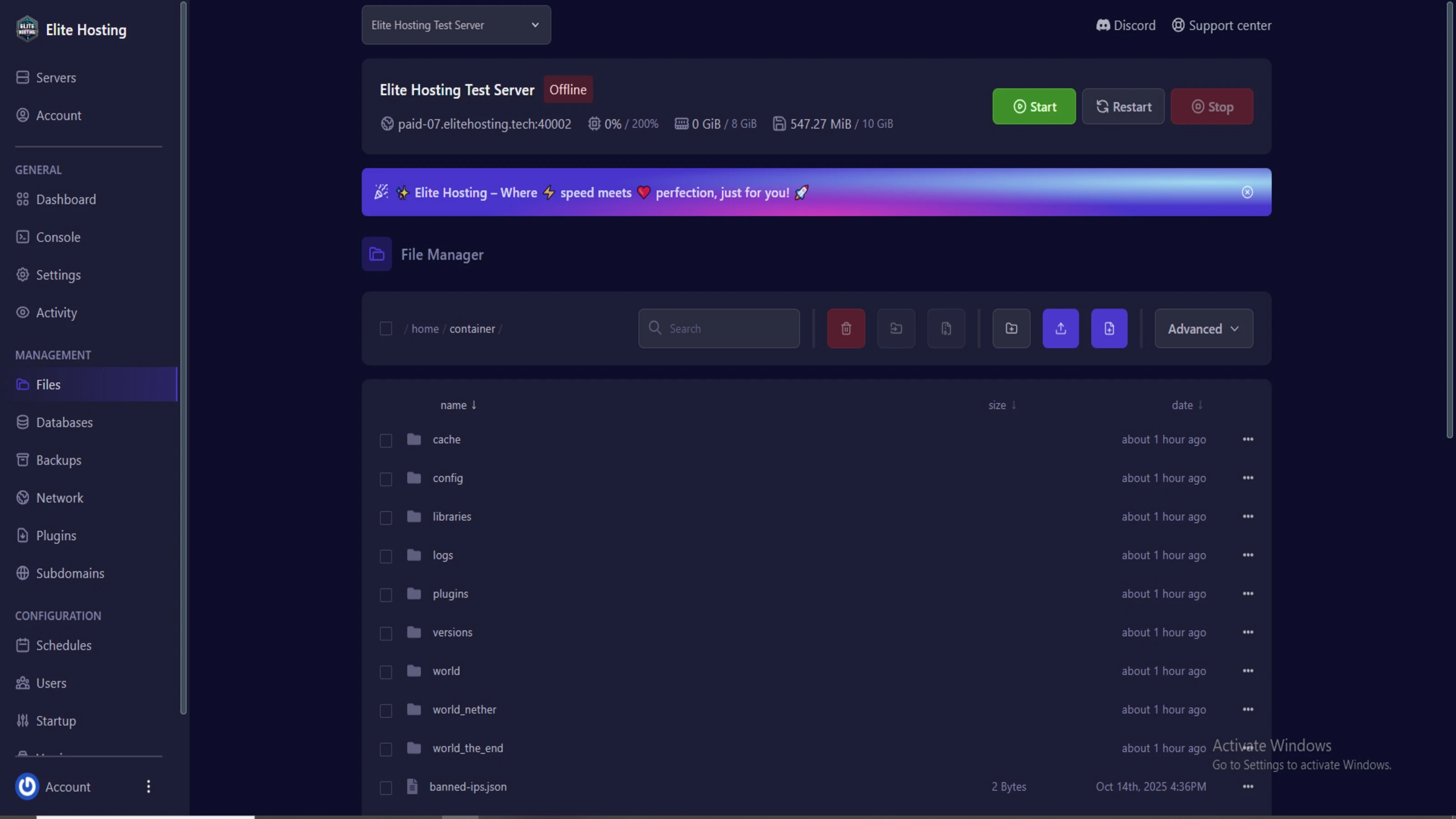 Game Panel Dashboard